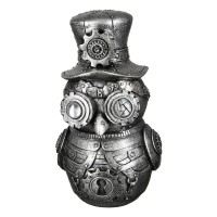 Skulptur "Steampunk Owl" antik silberfarben