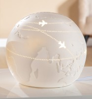 Porzellan Lampe Kugel"Weltenbummler" groß