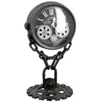 Uhr doppelseitig"Chain"silb./schw. H.33cm