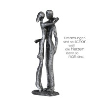 Design Skulptur "Couple" Eisen . silberfarben . antik finish mit Spruchanhänger